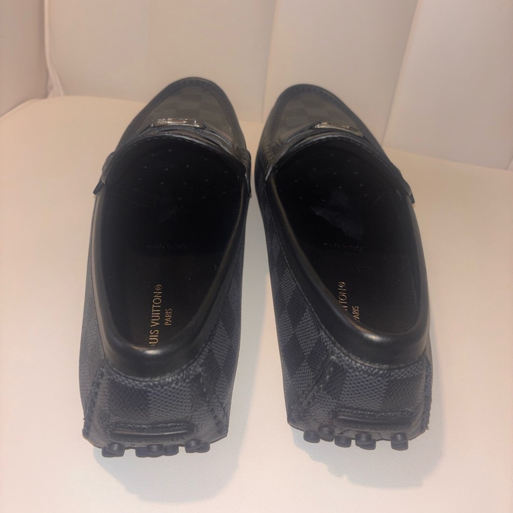 Louis Vuitton Black Checkered Loafers - Picture 3 of 6